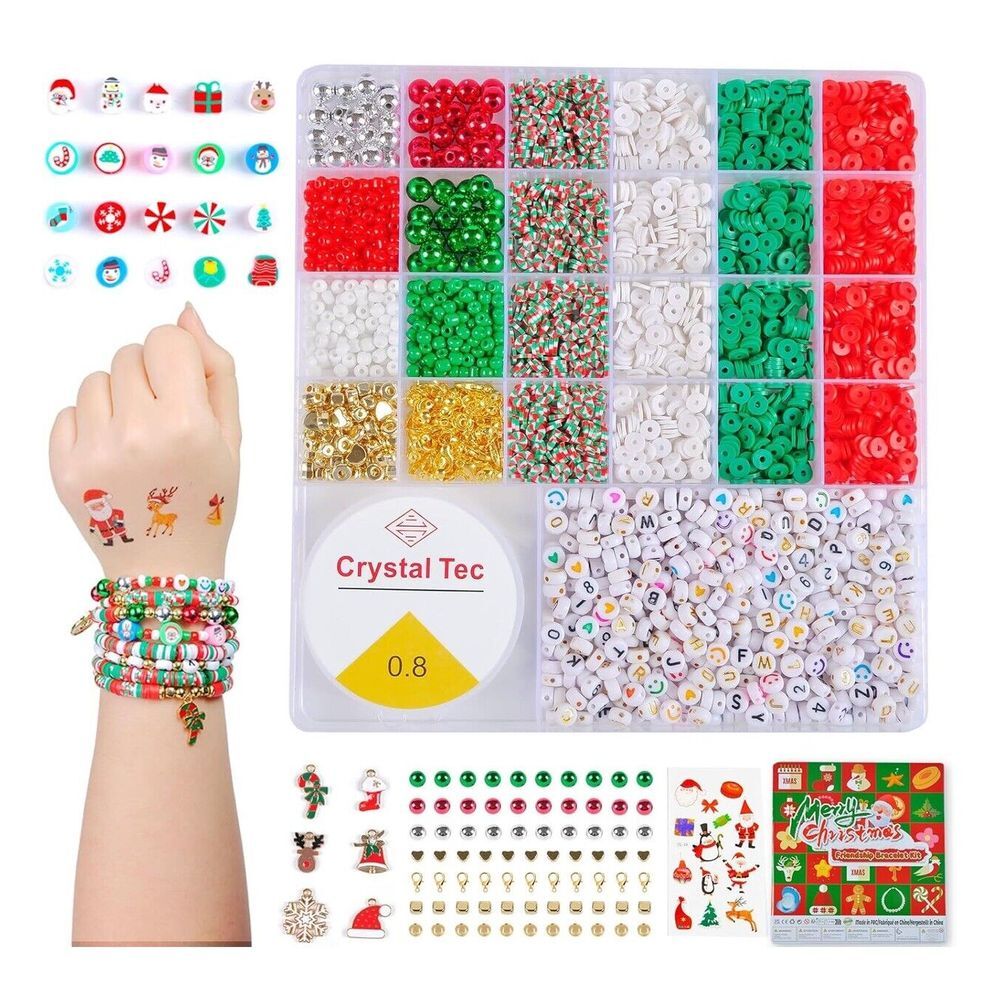 Christmas Friendship Bracelet Making Kit Clay Beads Alphabet Charms DIY Jewelry‎